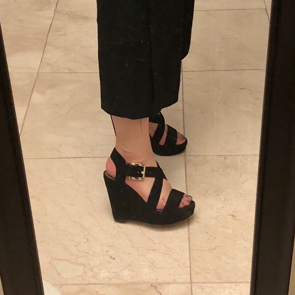 Michael Kors black suede wedges sz 6